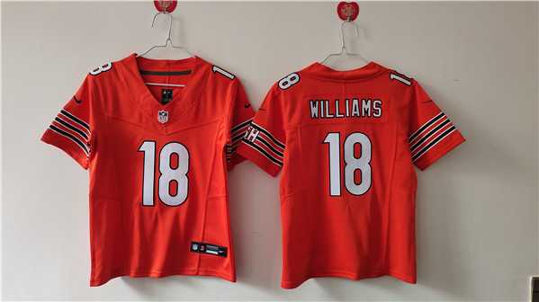 Women%27s Chicago Bears #18 Caleb Williams Orange 2024 Draft F.U.S.E. Vapor Football Stitched Jersey(Run Small)